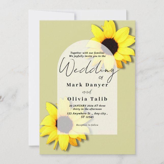 Faire-part de mariage de tournesol rustique (Devant)