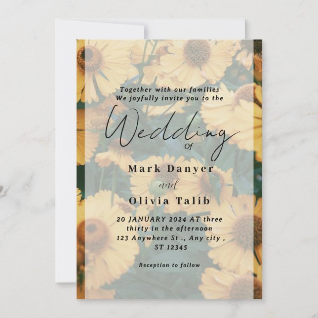 Faire-part de mariage de tournesol rustique (Devant)