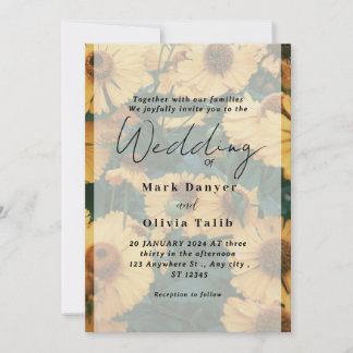 Faire-part de mariage de tournesol rustique