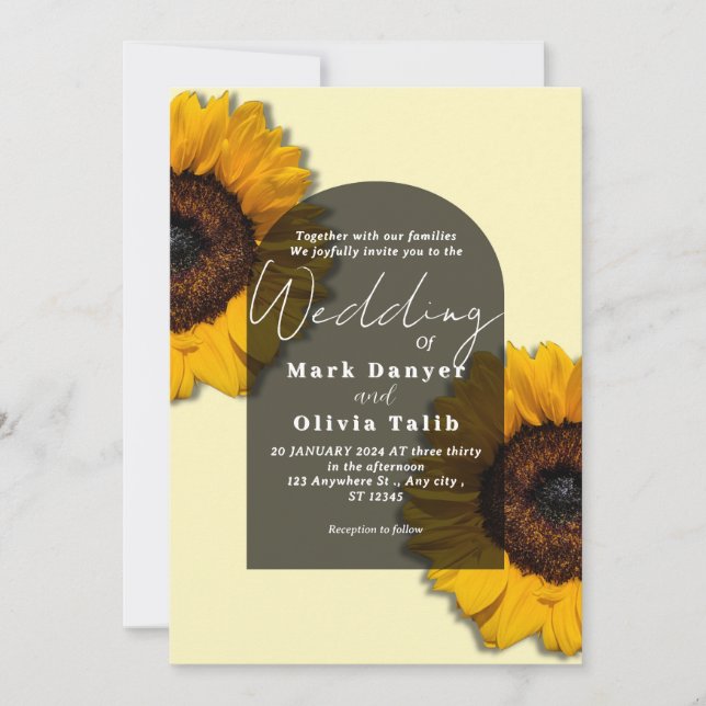 Faire-part de mariage de tournesol rustique (Devant)