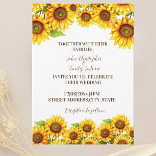 Faire-part de mariage de tournesol rustique