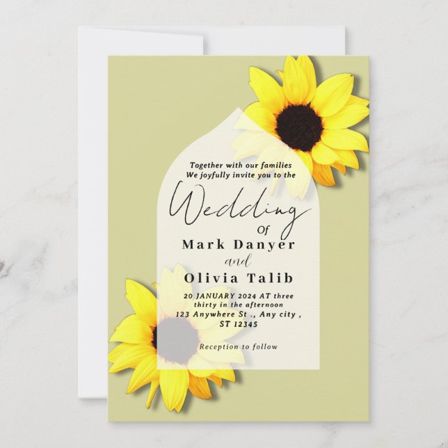Faire-part de mariage de tournesol rustique (Devant)