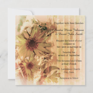 Faire-part de mariage de tournesol vintage