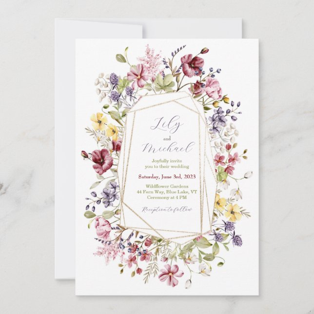 Faire-part de mariage de trame fleur sauvage (Devant)