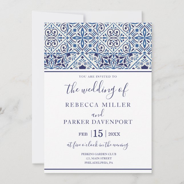 Faire-part de mariage de tuiles méditerranéennes (Devant)