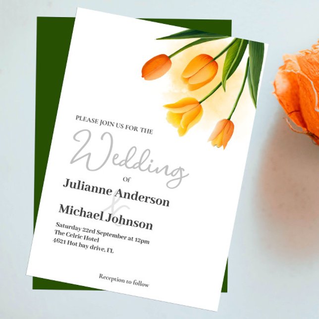Faire-part de mariage de tulipe aquarelle (Créateur téléchargé)