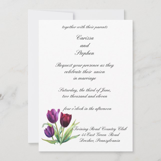 Faire-part de mariage de tulipes de PMACarlson (Devant)