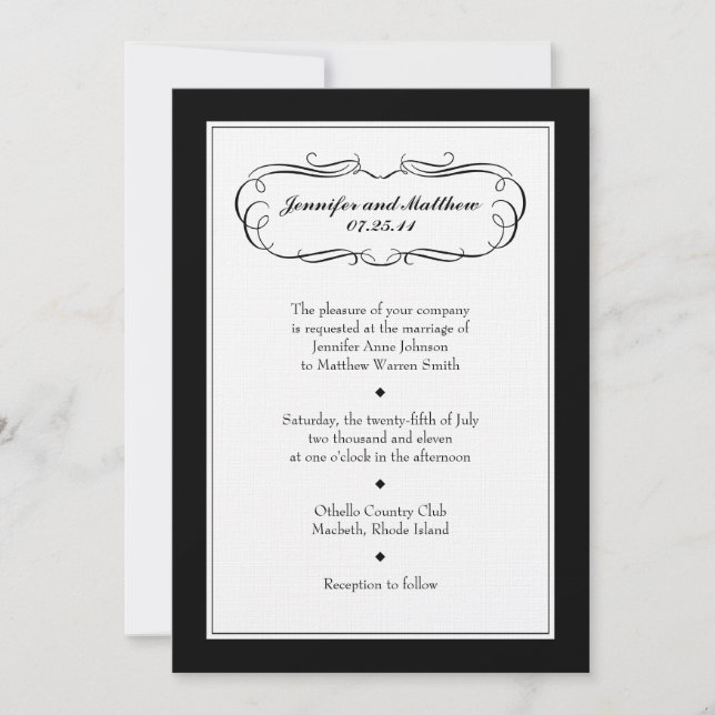 Faire-part de mariage de Tuxedo sur papier Linen (Devant)