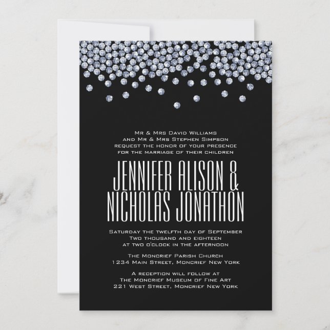 Faire-part de mariage de typographie de Parties sc (Devant)