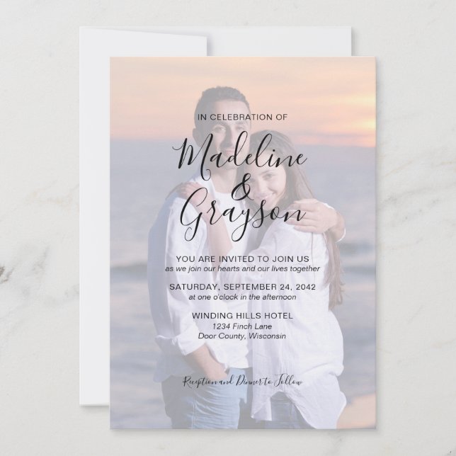 Faire-part de mariage de typographie de script de  (Devant)