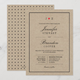 Faire-part de mariage de typographie Kraft simple 