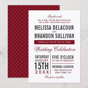 Faire-part de mariage de typographie moderne rouge