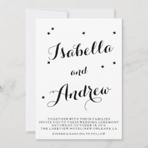 Faire-part de mariage de typographie noir et blanc