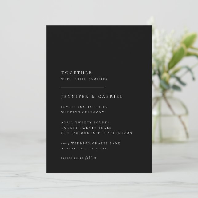 Faire-part de mariage de typographie ultra-minimal (Debout devant)