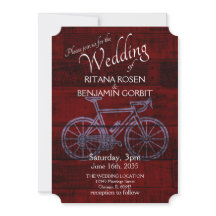 Faire-part de mariage de vélo rustique rouge