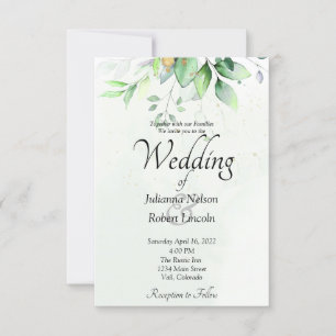 Faire-part de mariage de verdure aquarelle