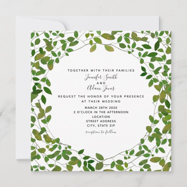 Faire-part de mariage de verdure botanique (Devant)