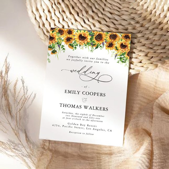 Faire-part de mariage de verdure de tournesol (Créateur téléchargé)