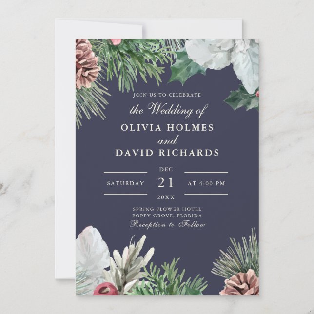 Faire-part de mariage de verdure d'hiver (Devant)