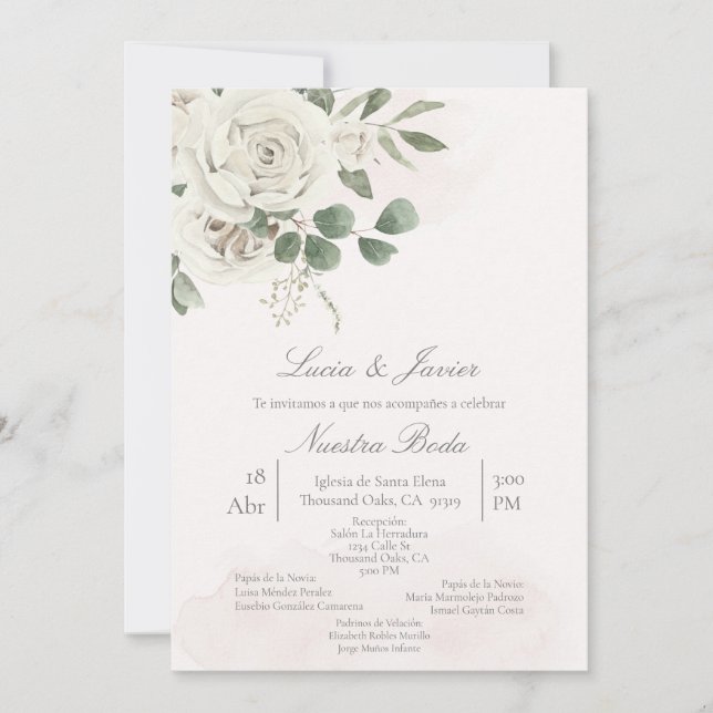 Faire-part de mariage de verdure espagnol (Devant)