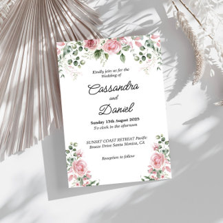 Faire-part de mariage de verdure rose pâle