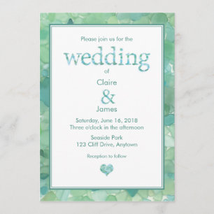 Faire-part de mariage de verre de mer