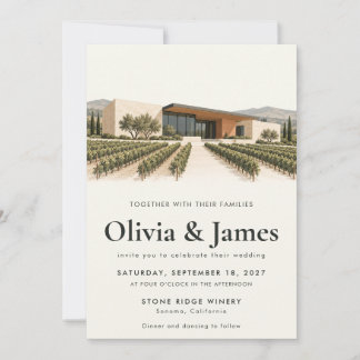 Faire-Part de Mariage de Vignoble de Cave Moderne