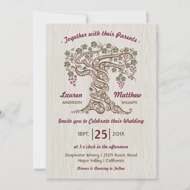 Faire-Part de Mariage de Vignoble Rustique (Devant)