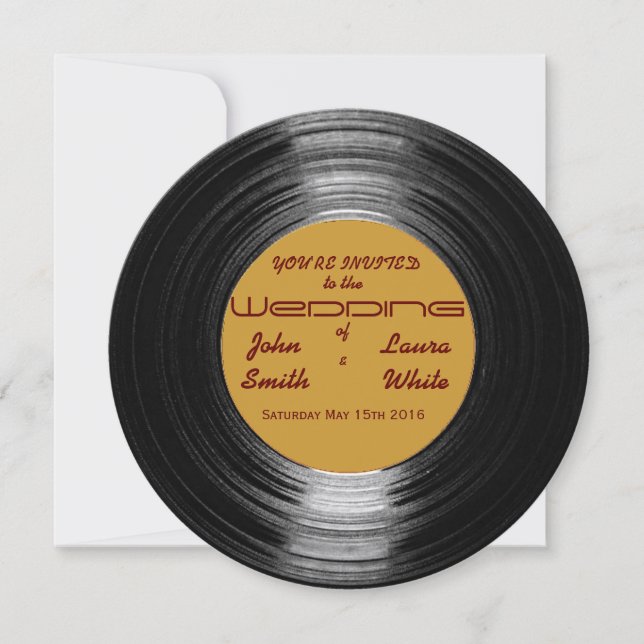 Faire-part de mariage de vinyle rétro (Devant)