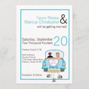 Faire-part de mariage de voitures de mariées 5 x 7