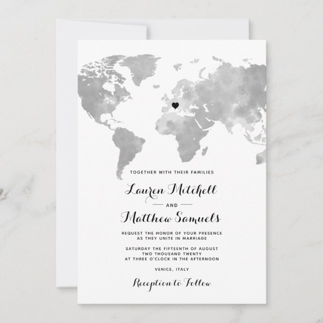 Faire-part de mariage de voyage de destination (Devant)