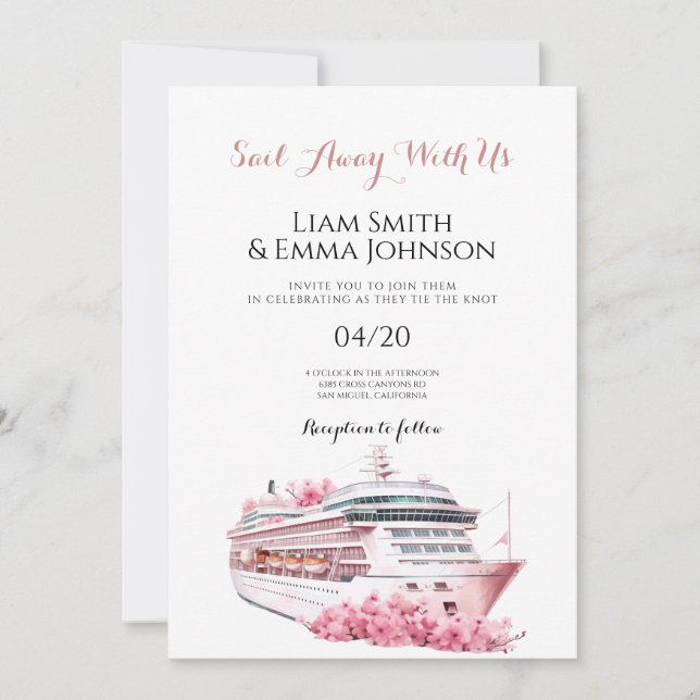 Faire-part de mariage de voyage Tropical de bateau (Devant)