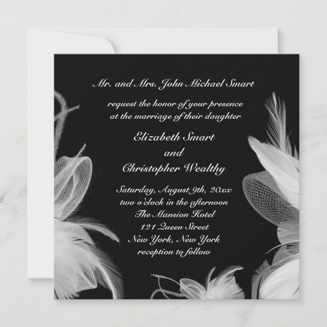 Faire-part de mariage de White Feathers (Devant)