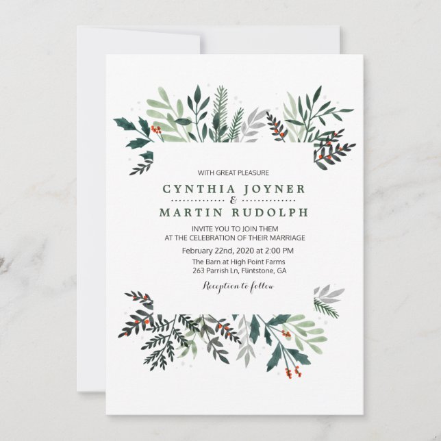 Faire-part de mariage de Wreath d'hiver (Devant)