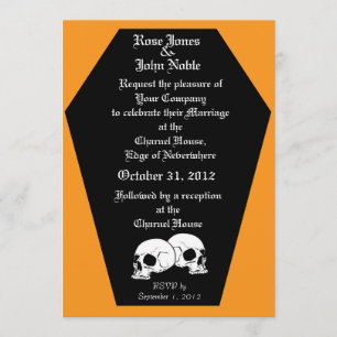 Faire-part de mariage d'ébène de café (orange)