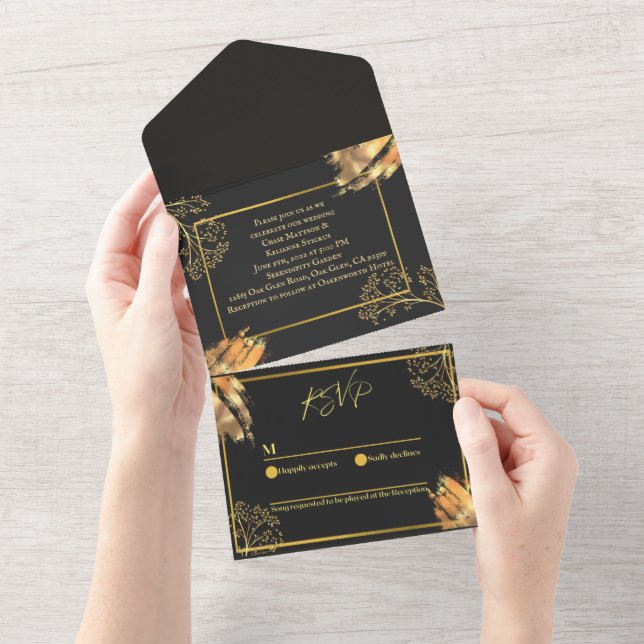 Faire-part de mariage d'éclaboussure couleur noir  (Déchirure)