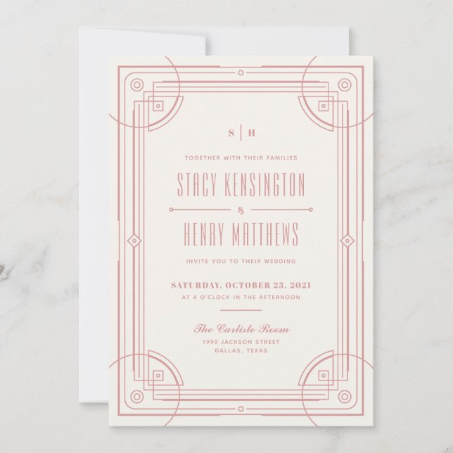 Faire-part de mariage Déco moderne - Rose (Devant)