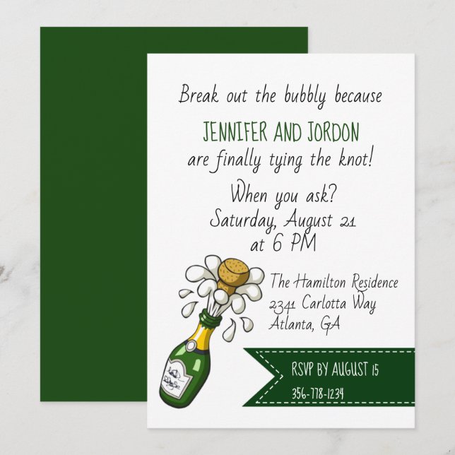 Faire-part de mariage Décontracté amusant (Devant / Derrière)