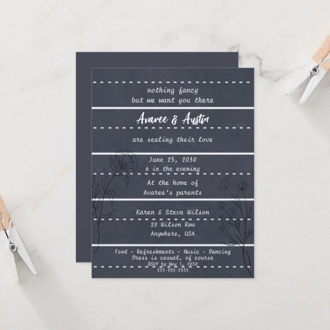 Faire-part de mariage Décontracté du tableau de bo (Devant/Arrière en situation)