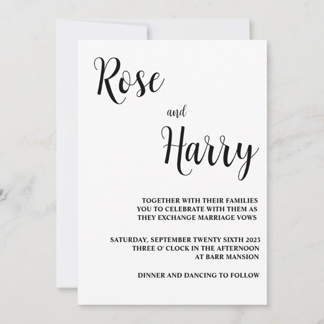 Faire-part de mariage décontracté minimal (Devant)