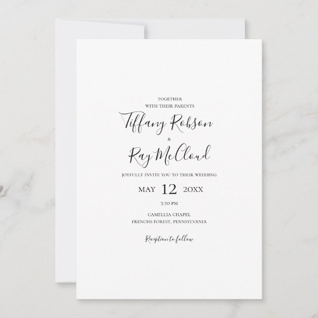 Faire-part de mariage Décontracté simple et élégan (Devant)