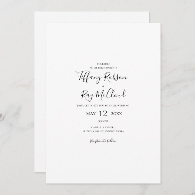 Faire-part de mariage Décontracté simple et élégan (Devant / Derrière)