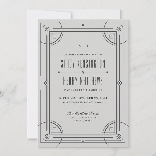 Faire-part de mariage Décor Moderne - Gris (Devant)