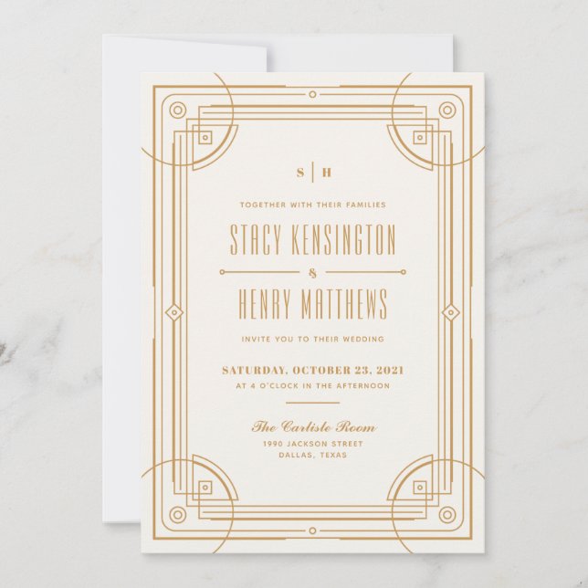 Faire-part de mariage Décor Moderne - Tan (Devant)