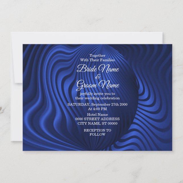 Faire-part de mariage décorative Blue Navy (Devant)