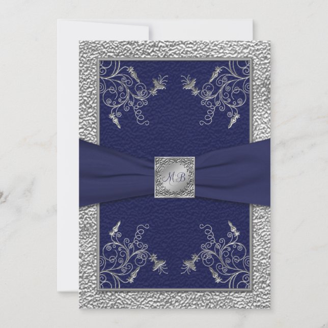 Faire-part de mariage décoré d'un monogramme de (Devant)