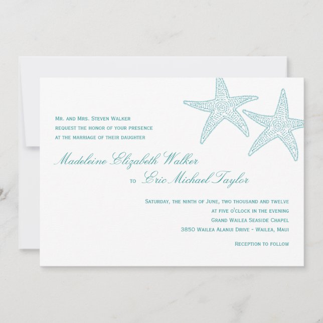 Faire-part de mariage d'écrevisse - Turquoise (Devant)