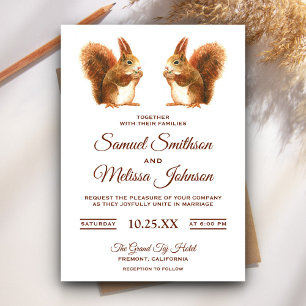 Faire-part de mariage d'écureuils romantiques
