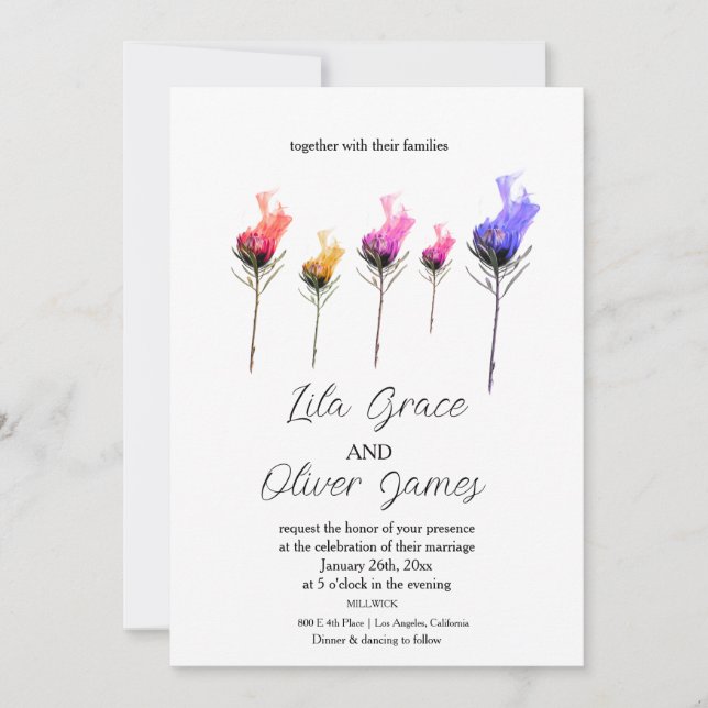 Faire-part de mariage d'élégance de la floraison a (Devant)