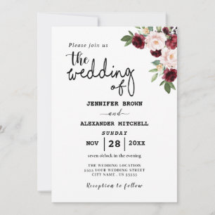 Faire-part de mariage d'élégance des fleurs de Boh